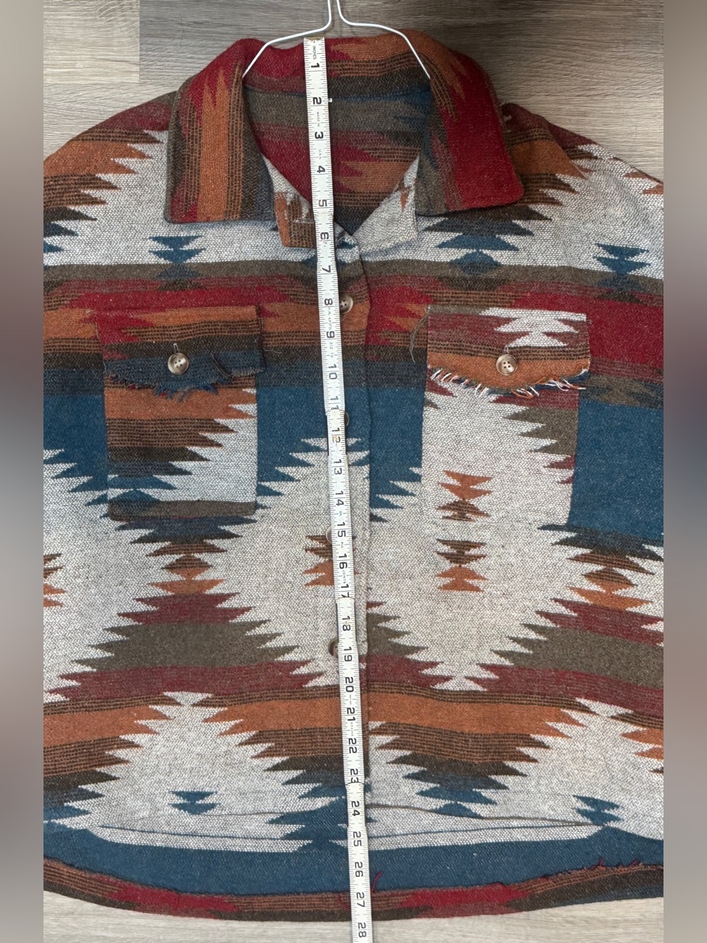 Southwestern Pattern Button-Front Jacket - Rust Blue - Picture 3 of 9